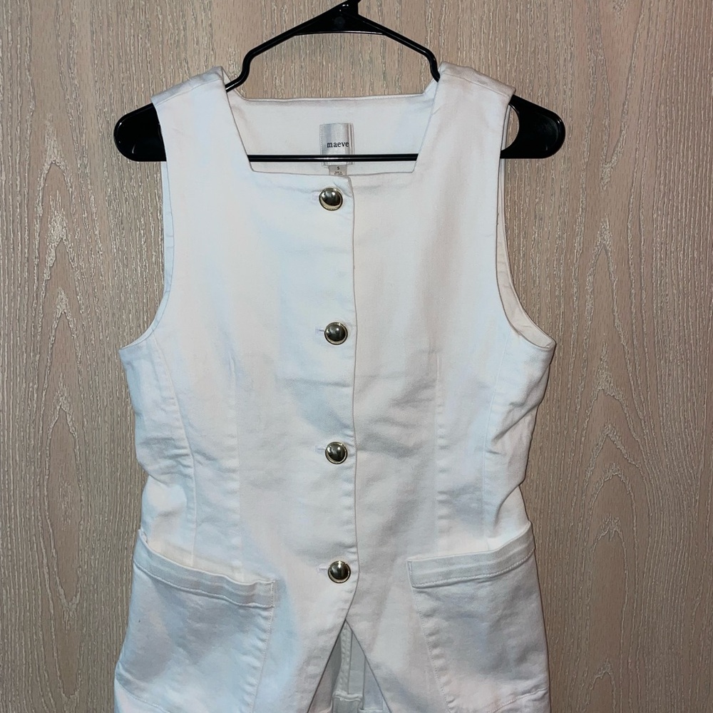 Anthropologie White Button-Front Tank Top